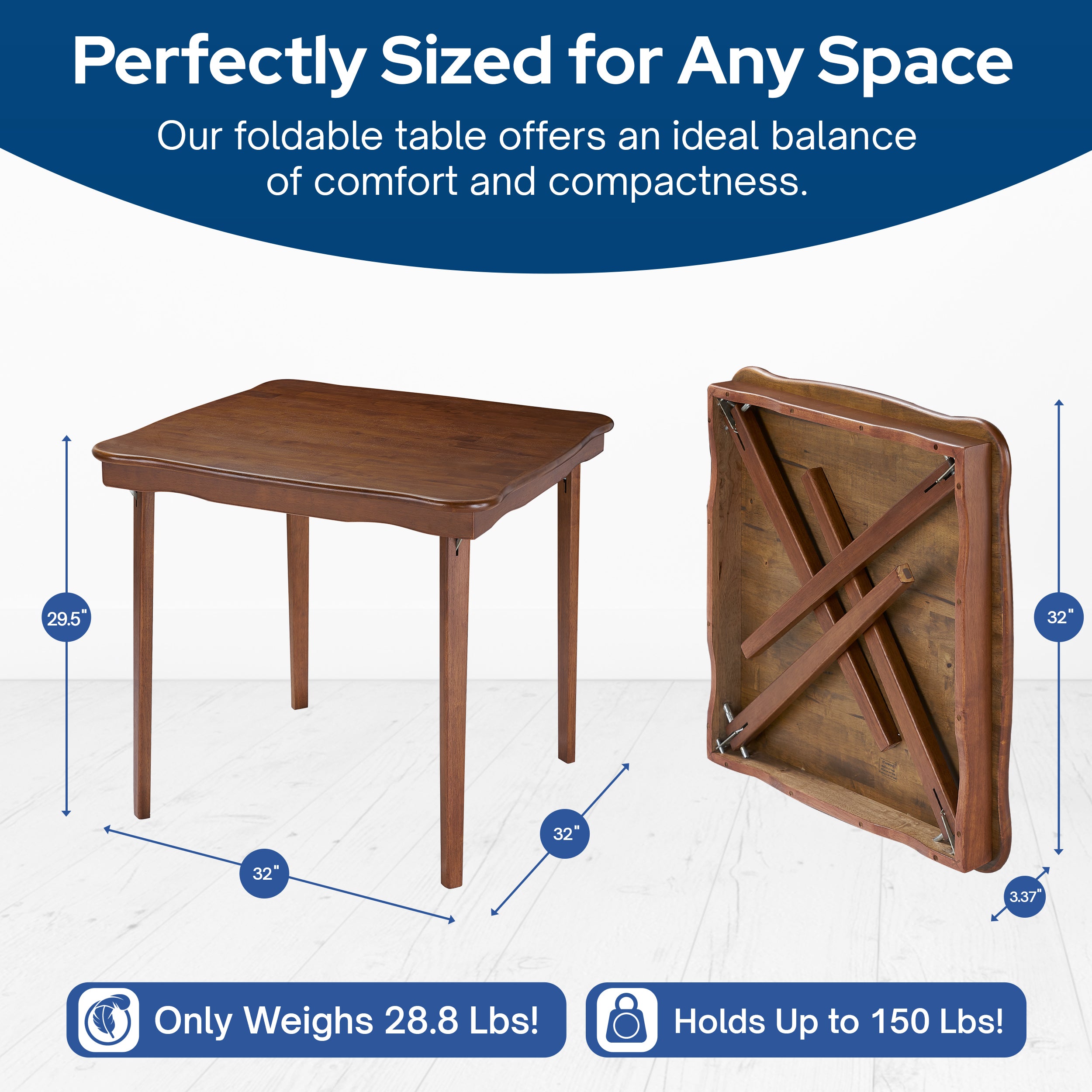 MECO Stakmore Scalloped Edge Compact Traditional Folding Card Table (Open Box)