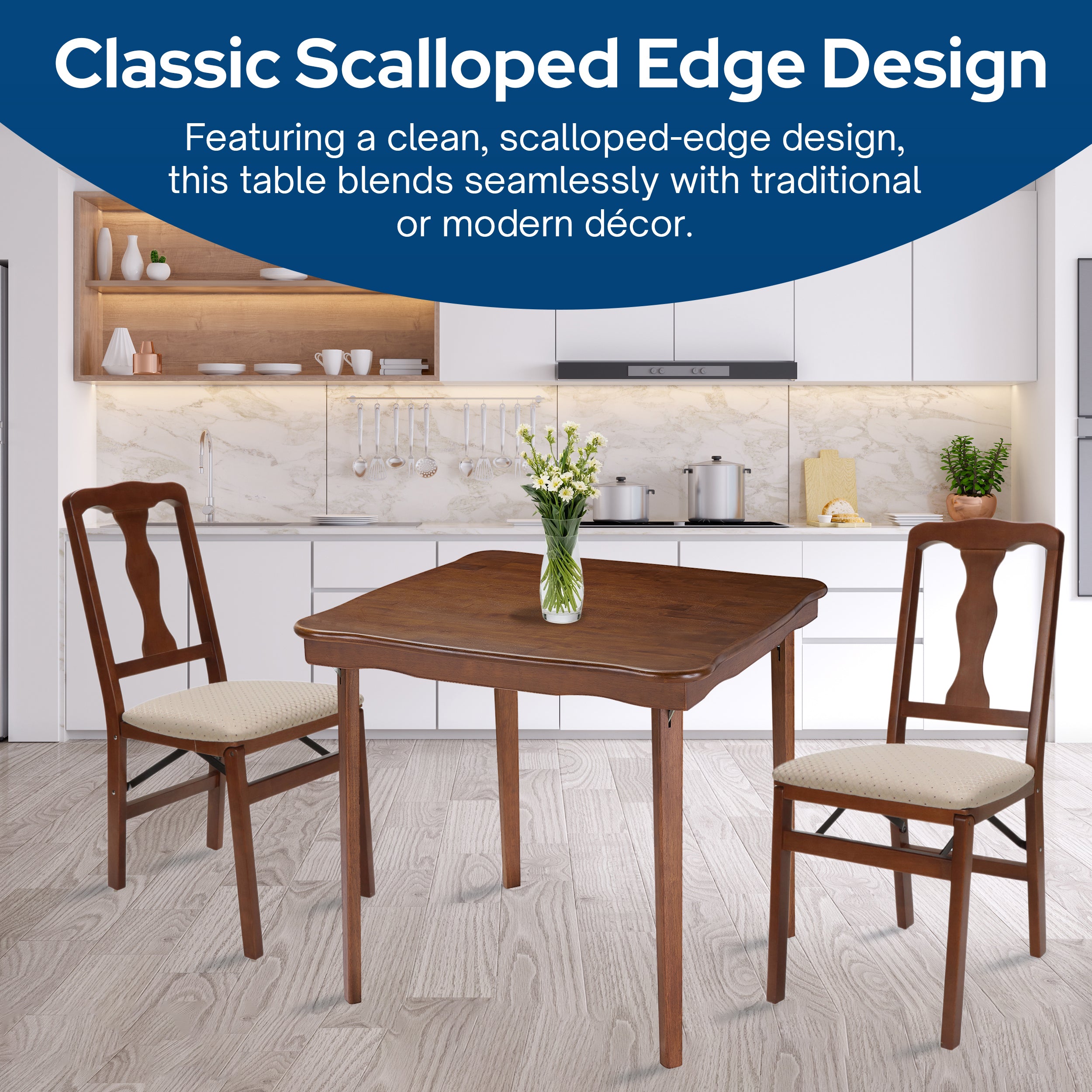 MECO Stakmore Scalloped Edge Compact Traditional Folding Card Table (Open Box)
