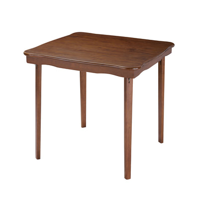 MECO Stakmore Scalloped Edge Compact Traditional Folding Card Table, Fruitwood