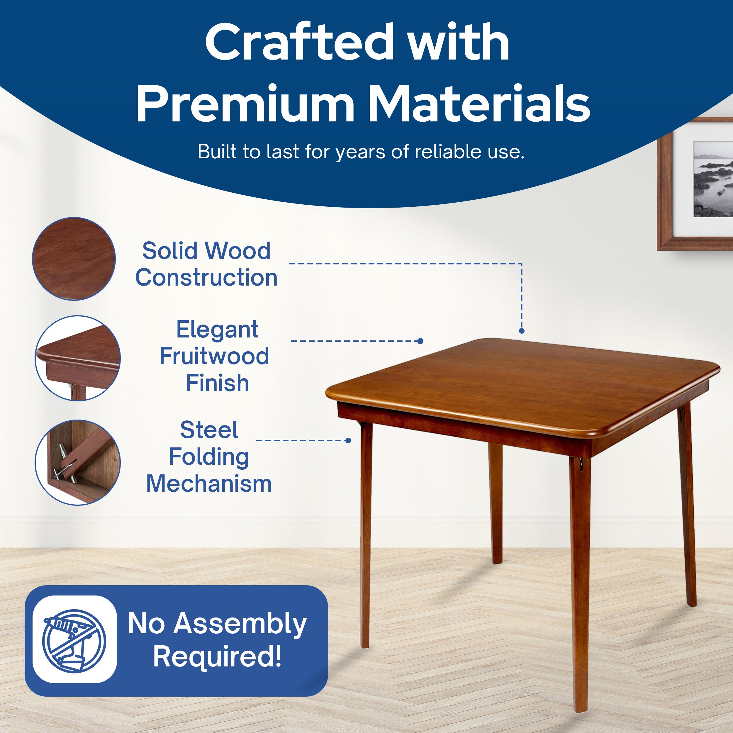 MECO Stakmore Classic Straight Edge Wood Folding Card Table, Fruitwood Frame