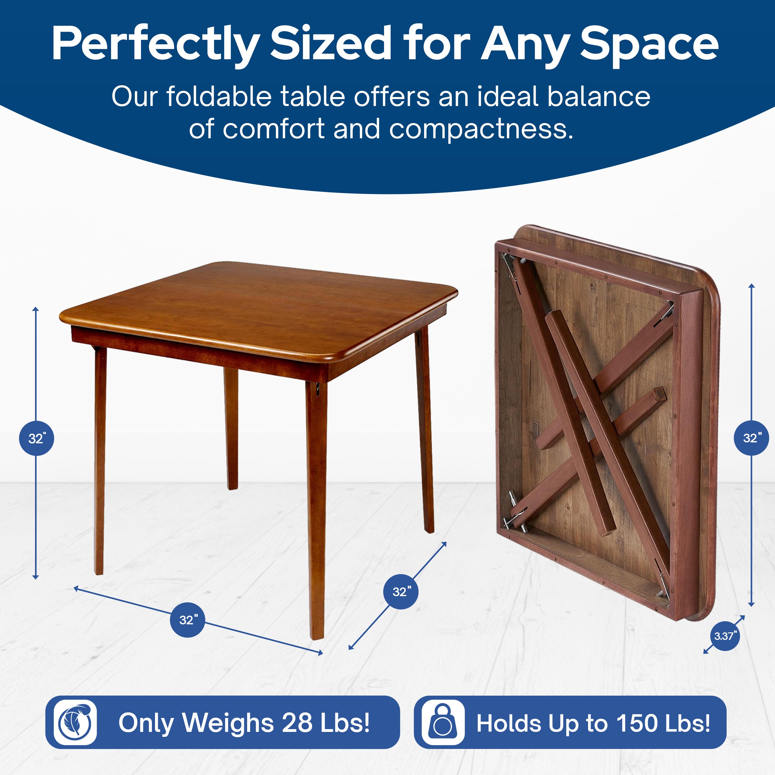 MECO Stakmore Classic Straight Edge Wood Folding Card Table, Fruitwood Frame