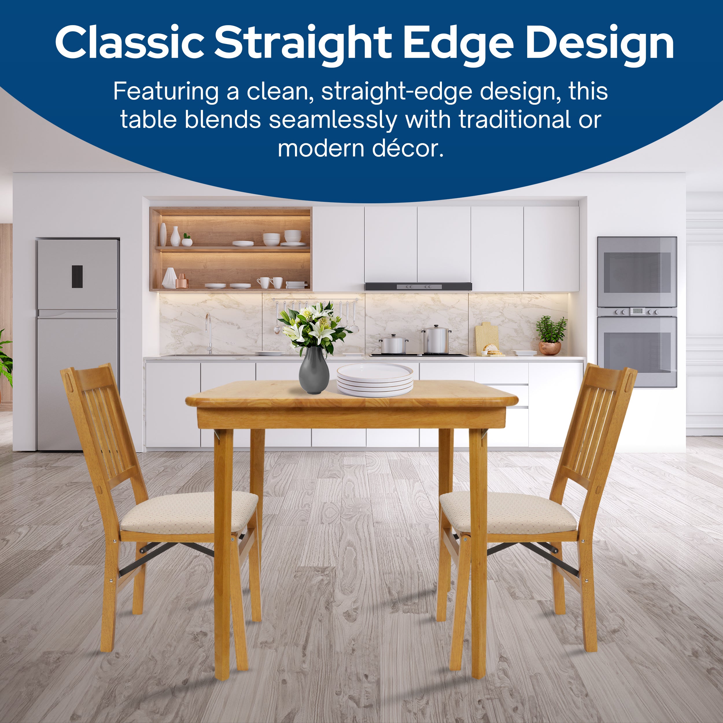 MECO Stakmore Classic Straight Edge Solid Wood Folding Card Table, Oak (Used)