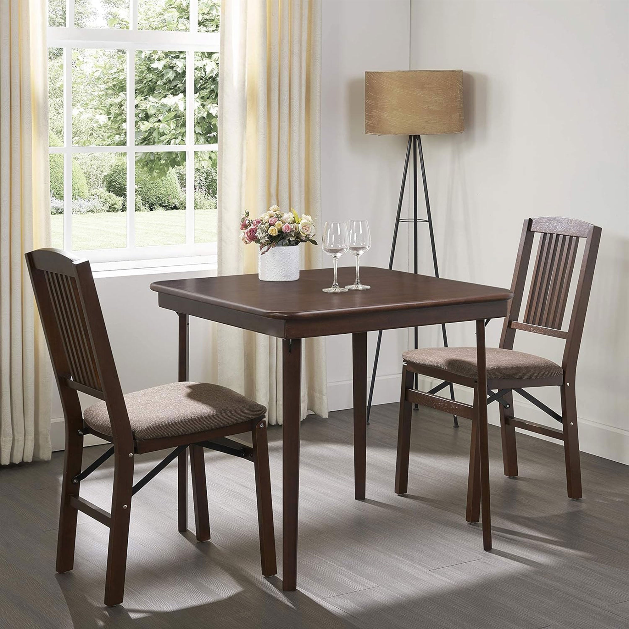 MECO Stakmore Classic Straight Edge Wood Folding Table, Espresso Frame(Open Box)