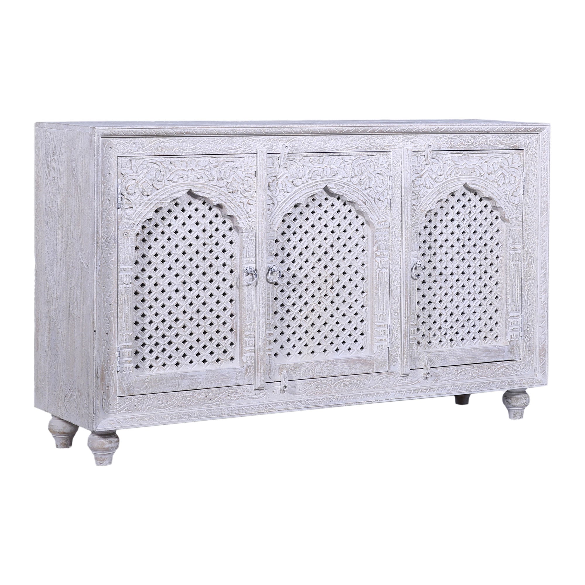 Patrin Nomad Wooden Sideboard in White Distressed Finish - VMInnovations