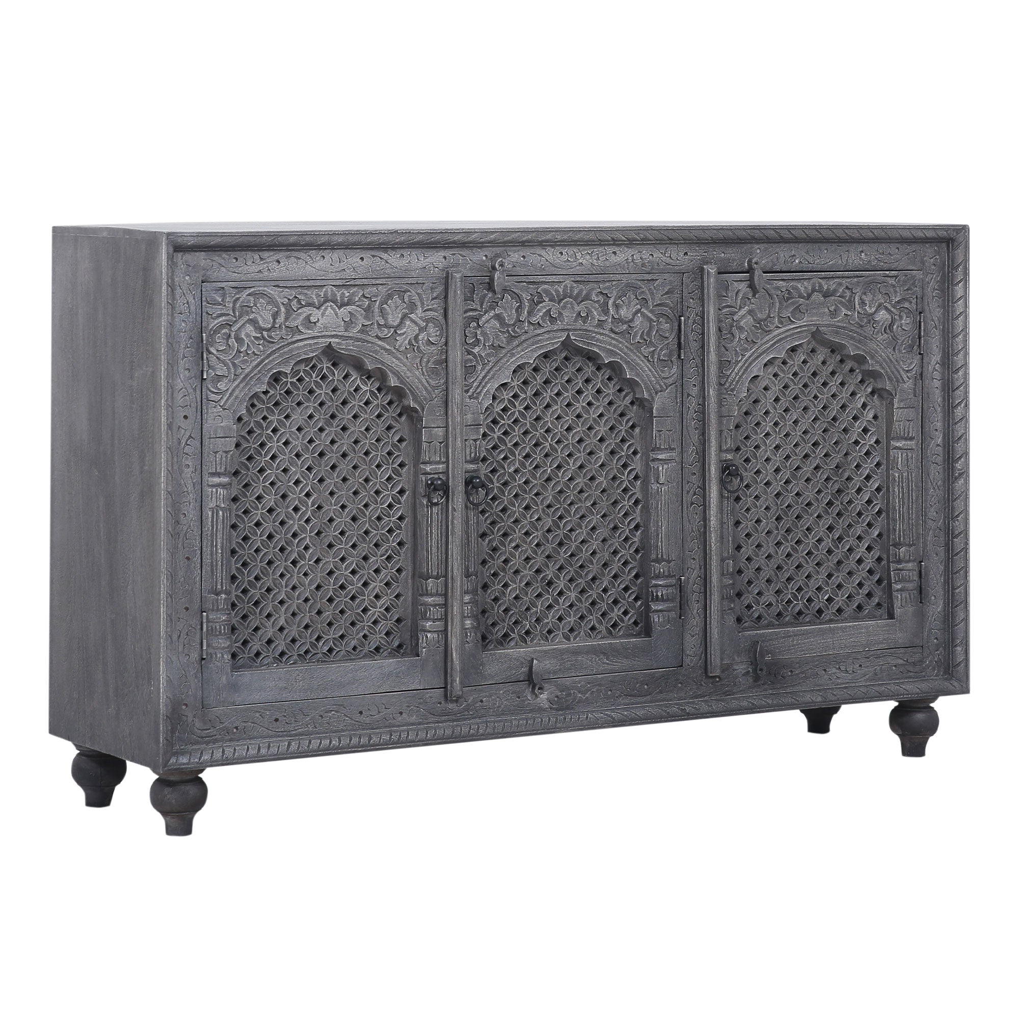 Maven Lane Patrin Handmade Heritage Wooden Sideboard in Grey Finish (Damaged) - VMInnovations
