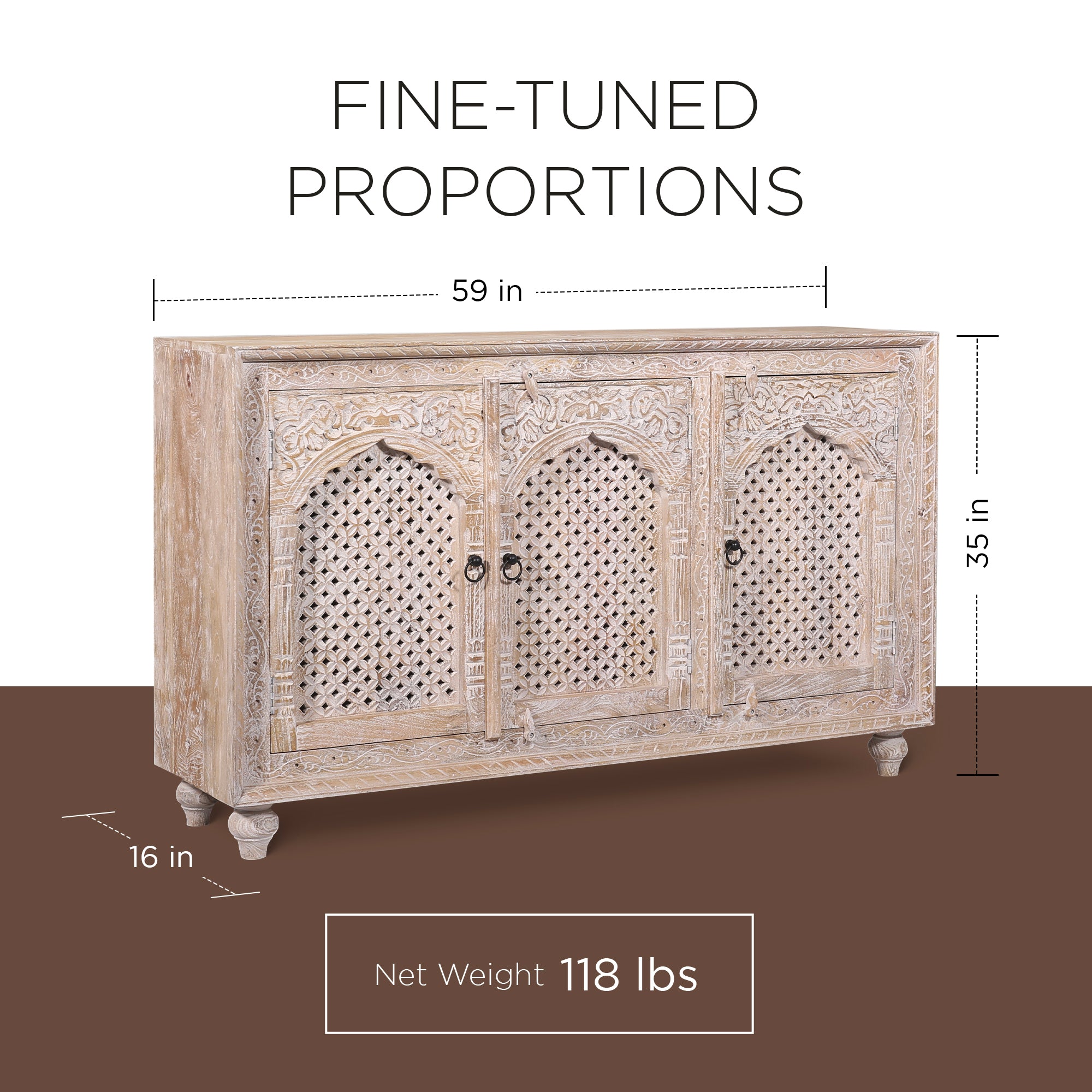 Maven Lane Handmade Heritage Wooden Sideboard, Distressed Natural Finish (Used) - VMInnovations