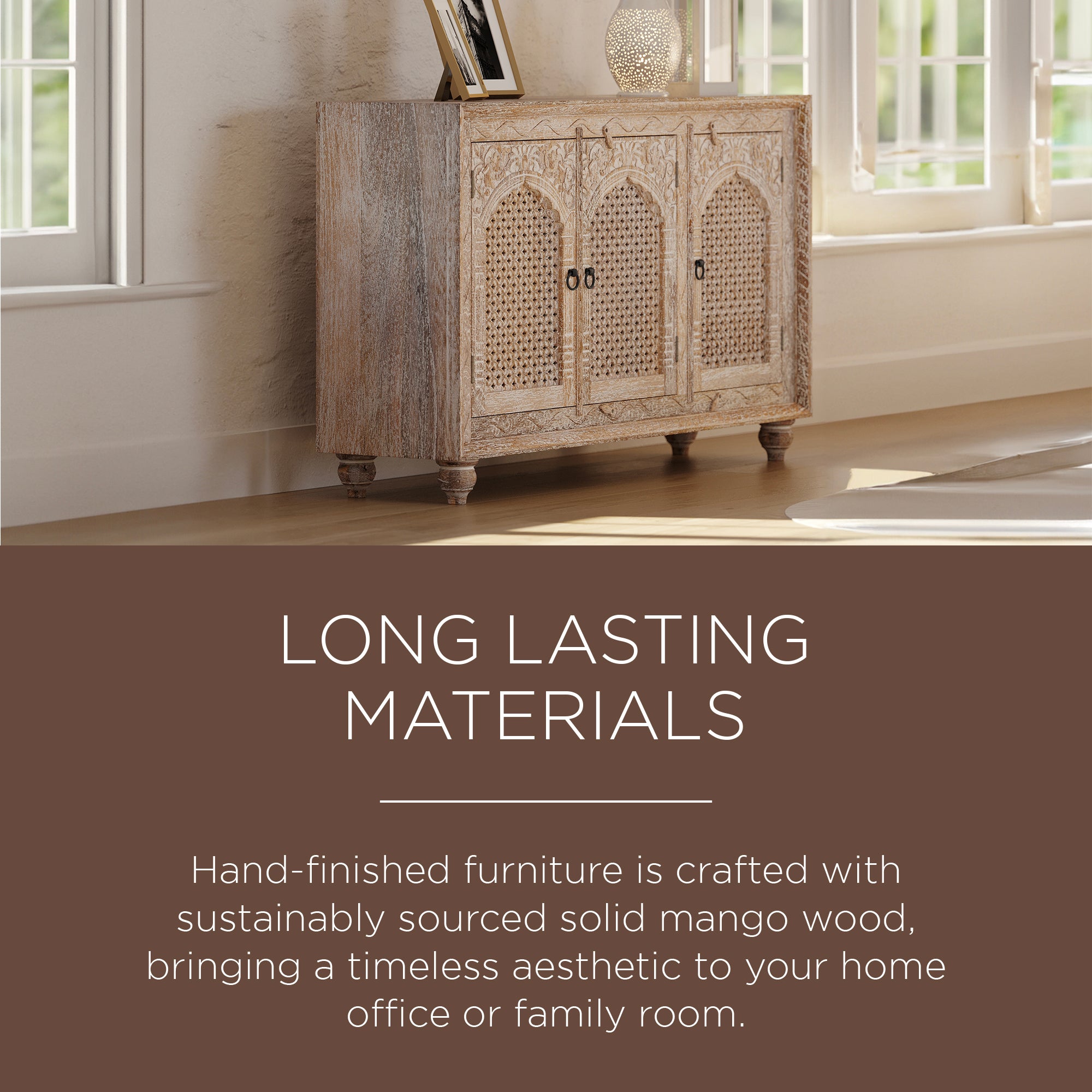 Maven Lane Handmade Wooden Sideboard, Distressed Natural Finish (For Parts) - VMInnovations