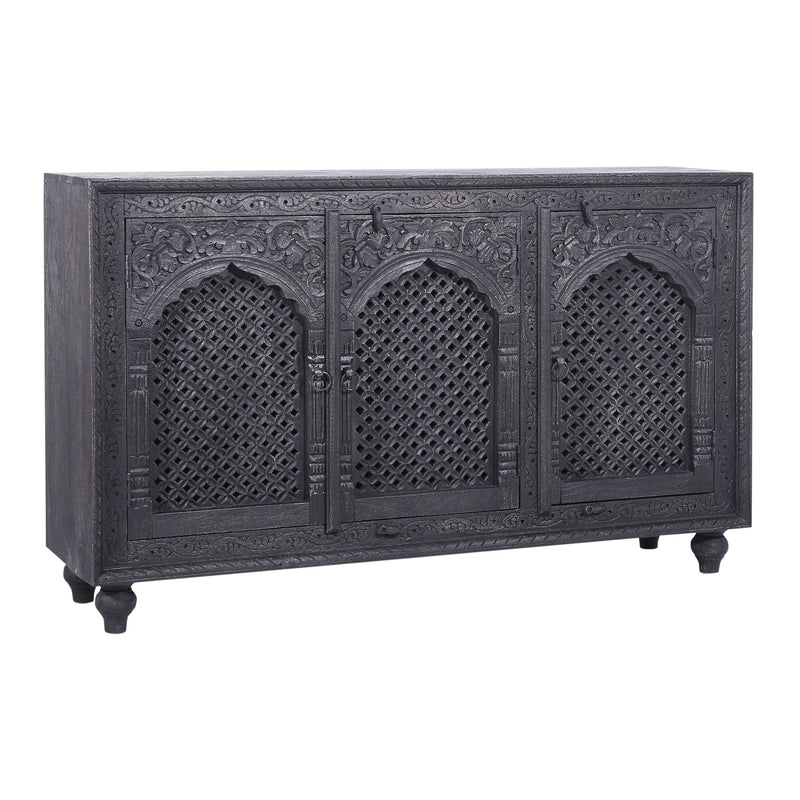 Patrin Nomad Wooden Sideboard in Black Distressed Finish
