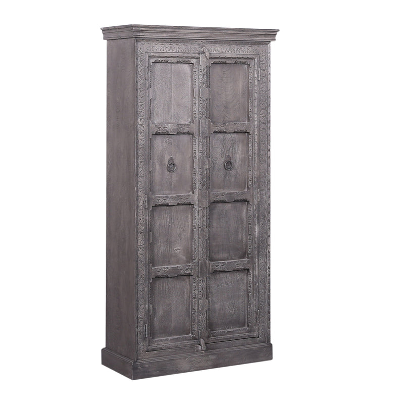 Mahala Nomad Wooden Cabinet in Grey Distressed Finish