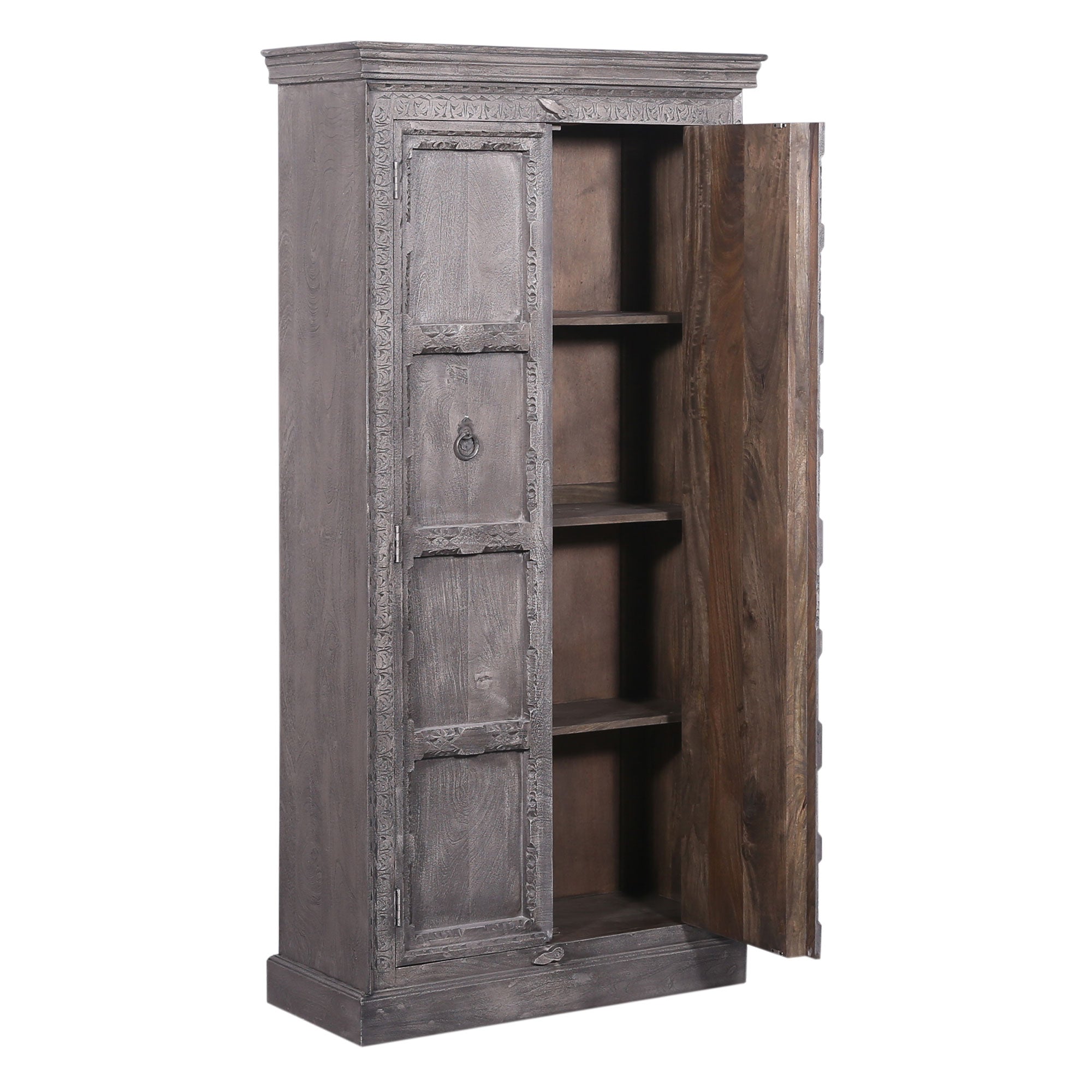 Maven Lane Handmade Heritage Wooden Cabinet in Grey Distressed Finish(For Parts)