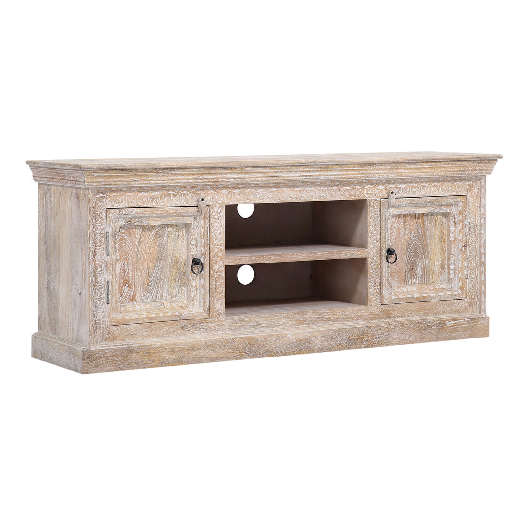 Maven Lane Handmade Heritage Wooden Media Unit, Distressed Natural Finish (Used) - VMInnovations
