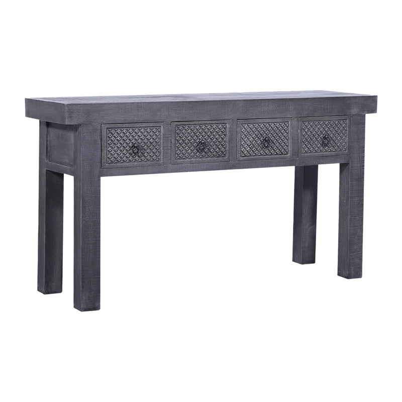 Veena Nomad Wooden Console Table in Grey Distressed Finish