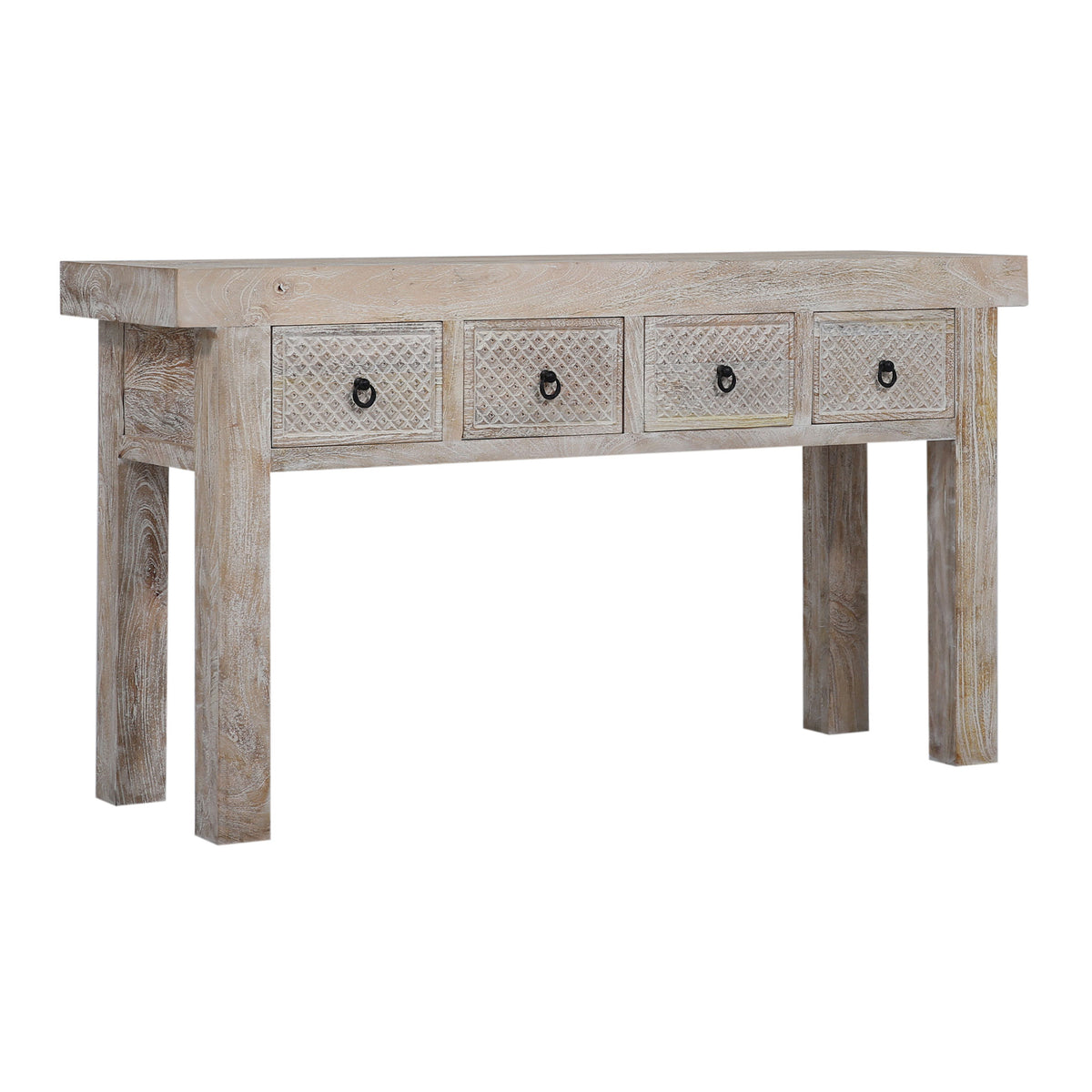 Veena Nomad Wooden Console Table in Distressed Natural Finish - VMInnovations