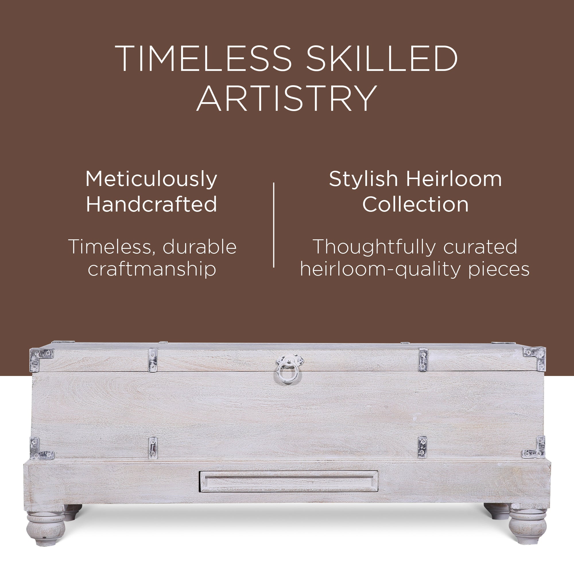 Maven Lane Nerio Handmade Heritage Wooden Storage Bench, (Open Box) - VMInnovations