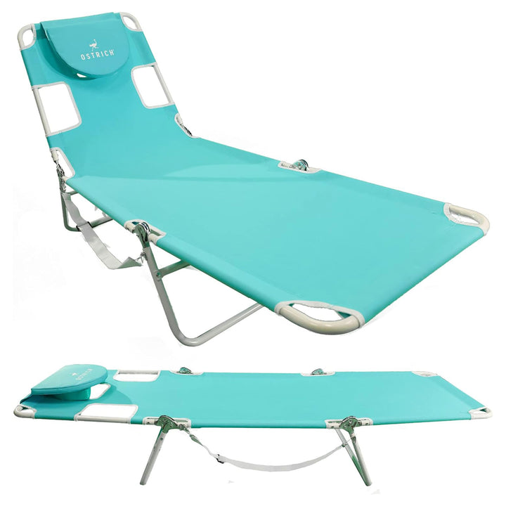 Ostrich Chaise Lounge, Versatile Facedown Beach Camping Pool Tanning Chair, Aqua - VMInnovations