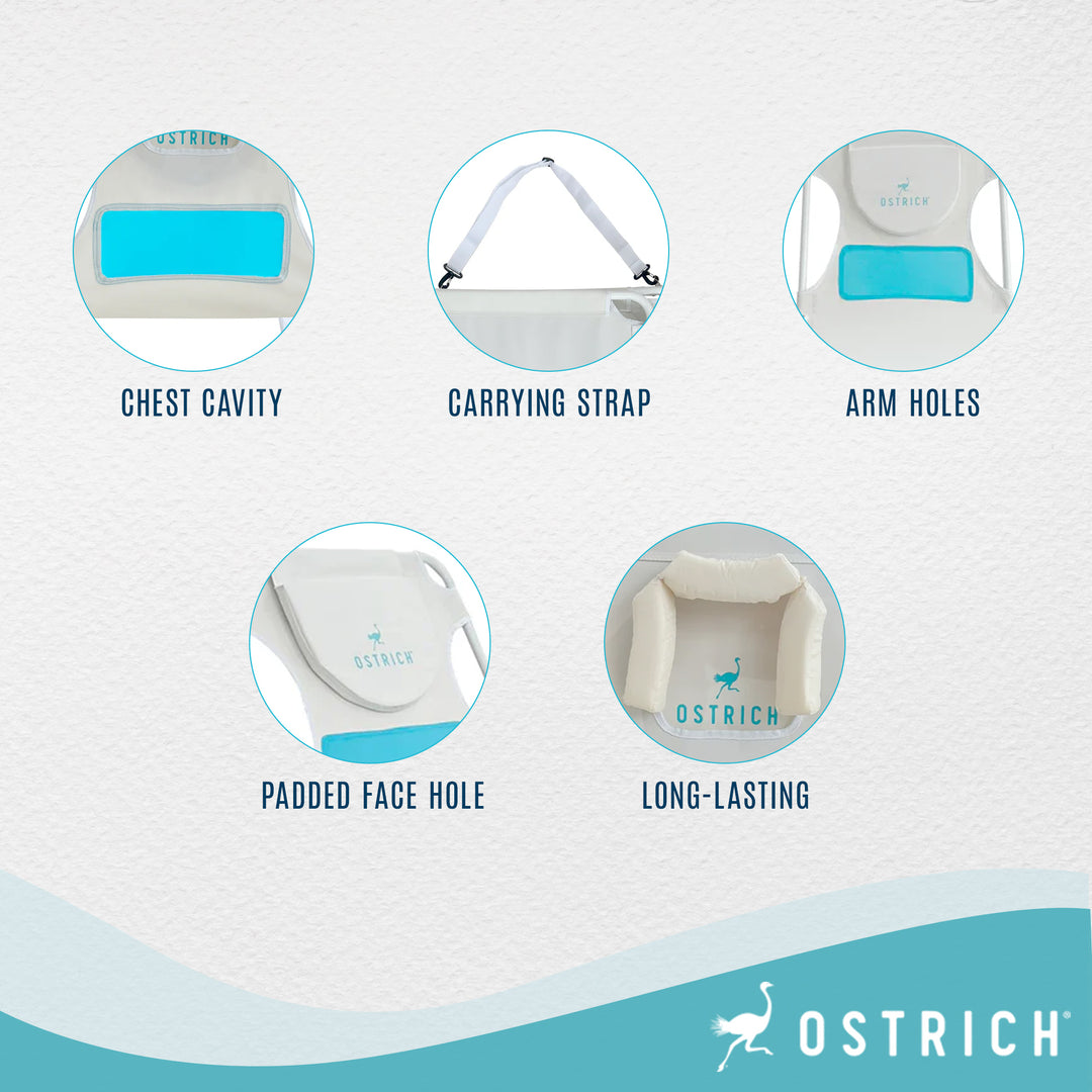 Ostrich Ladies Comfort Lounger, Foldable Beach Camping Pool Tanning Chair, White - VMInnovations