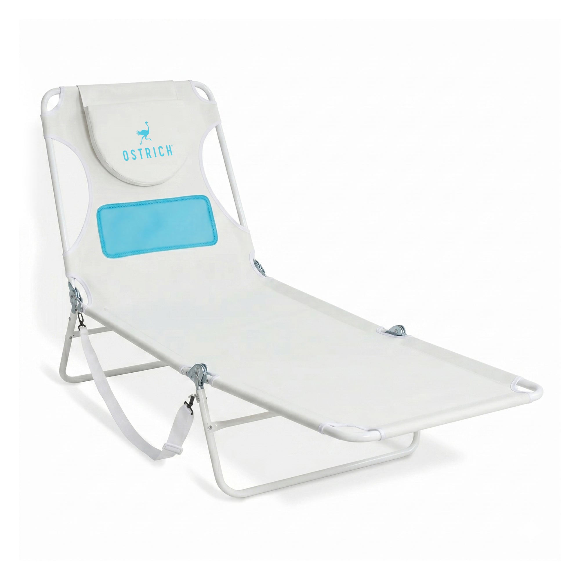 Ostrich The Ladies Comfort Lounger, Foldable Beach Pool Tanning Chair, White