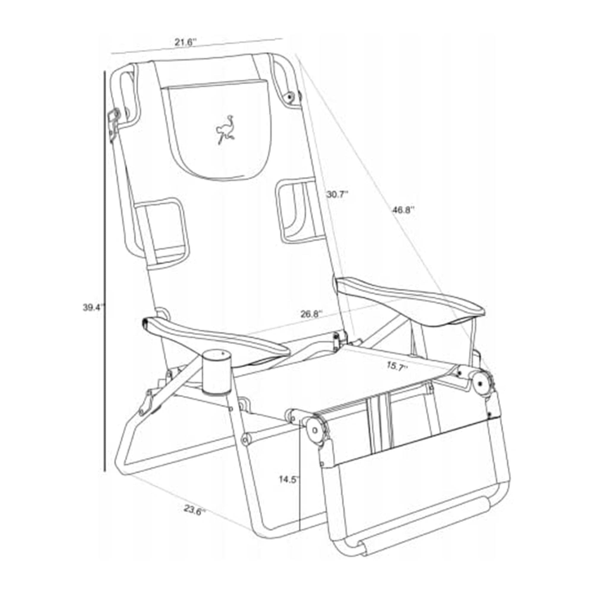 Deltess Ostrich 3 In 1 Portable Chair & Reclining Lounger, Royal Blue (Used)