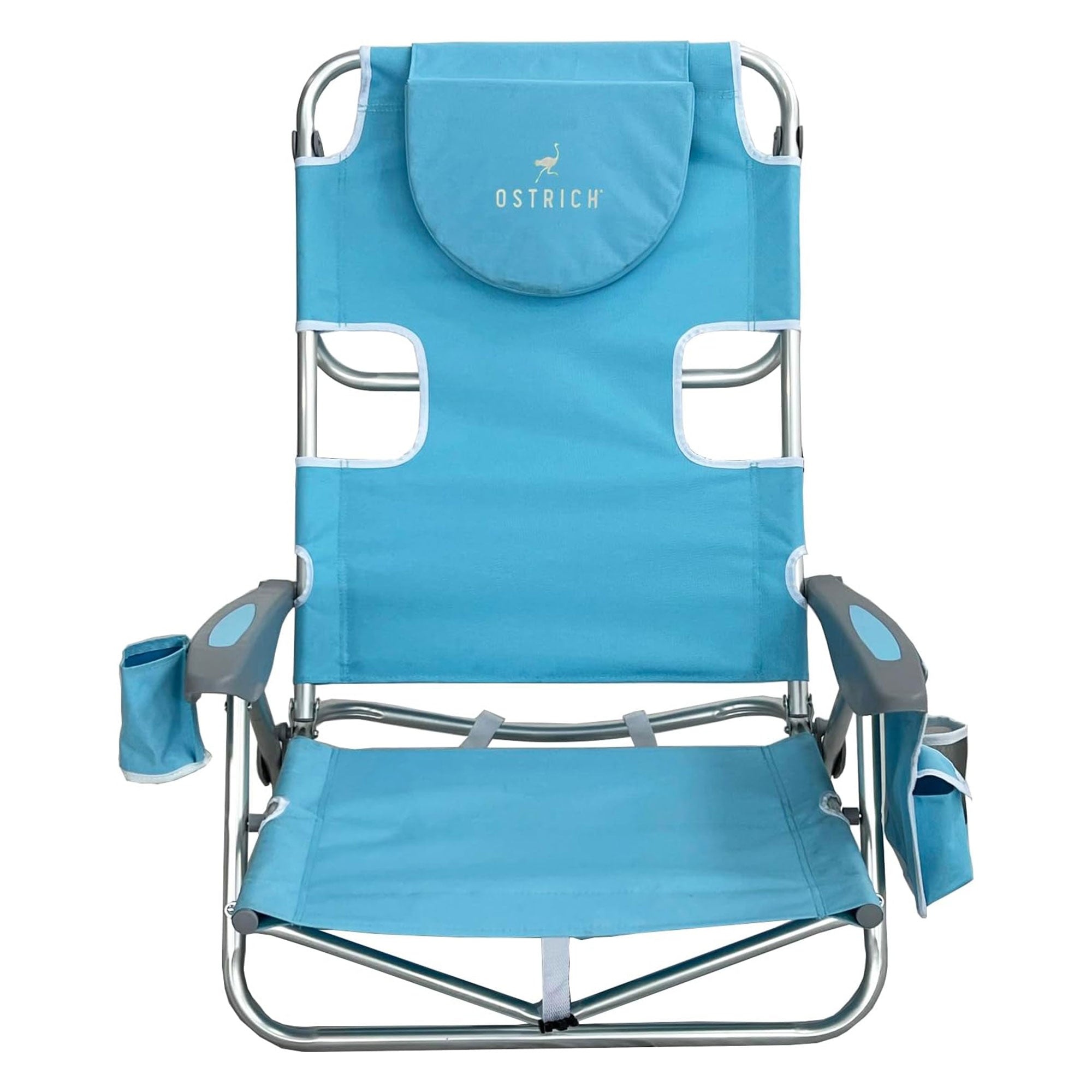 Deltess Ostrich Deluxe On Your Back Aluminum Chair w/Cooler Bag,Light Blue(Used) - VMInnovations