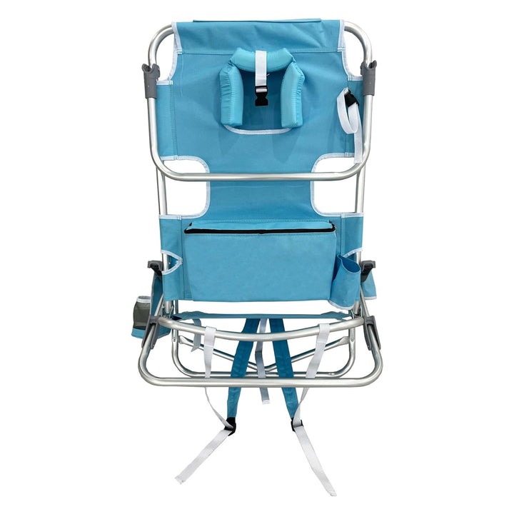 Deltess Ostrich Deluxe On Your Back Aluminum Chair with Cooler Bag, Light Blue - VMInnovations