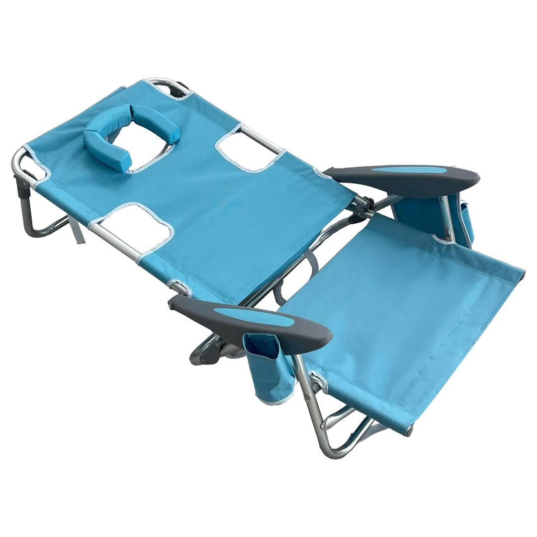 Deltess Ostrich Deluxe On Your Back Aluminum Chair with Cooler Bag, Light Blue - VMInnovations