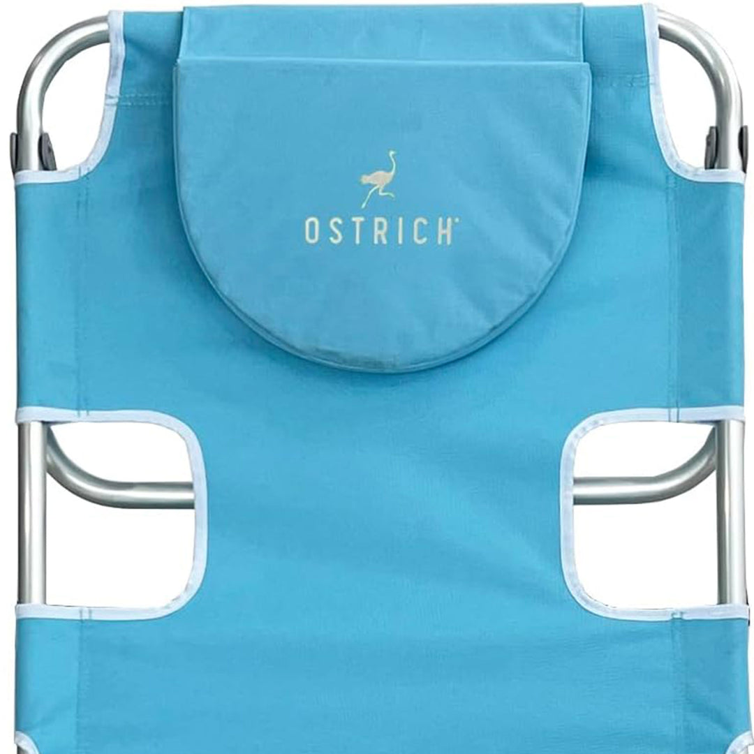 Deltess Ostrich Deluxe On Your Back Aluminum Chair with Cooler Bag, Light Blue - VMInnovations