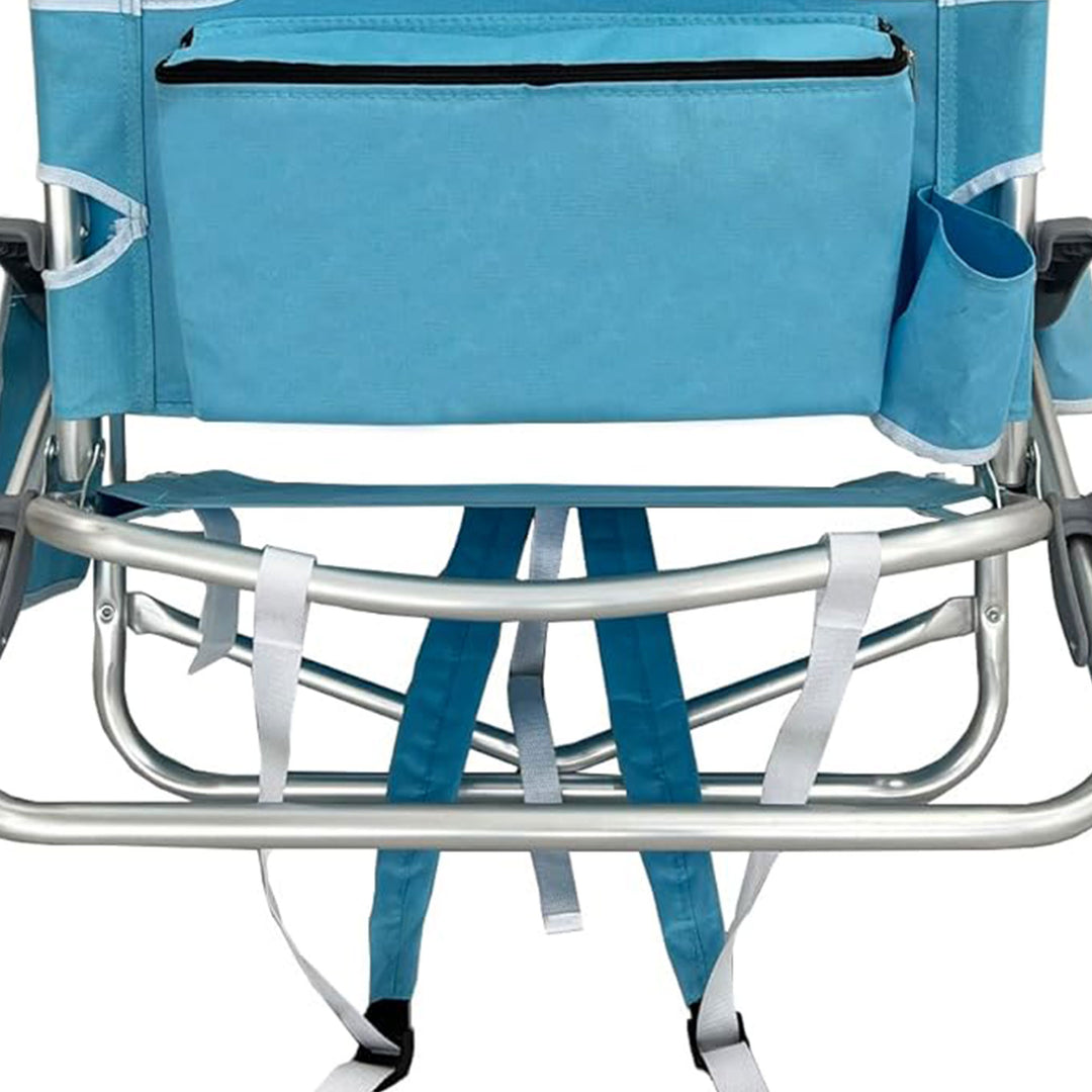 Deltess Ostrich Deluxe On Your Back Aluminum Chair with Cooler Bag, Light Blue - VMInnovations
