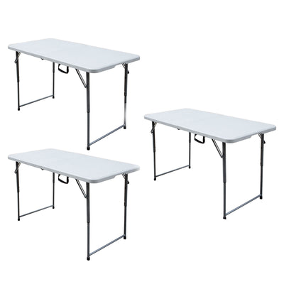 Plastic Development Group 4 Ft Long Fold in Half Banquet Folding Table, (3 Pack)