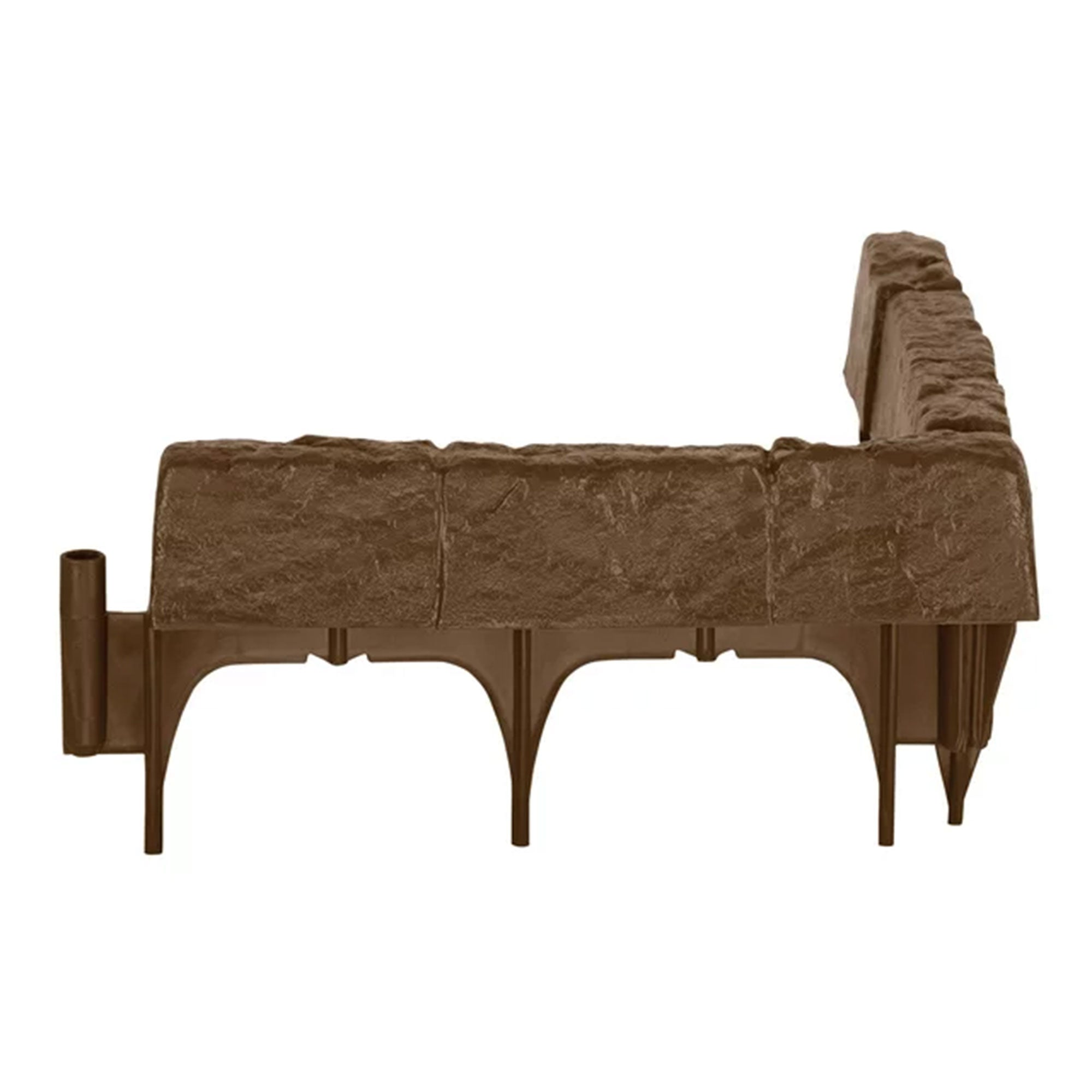 Suncast Plastic Border Stone Edging for Enclosing Flower Beds or Garden, Brown - VMInnovations