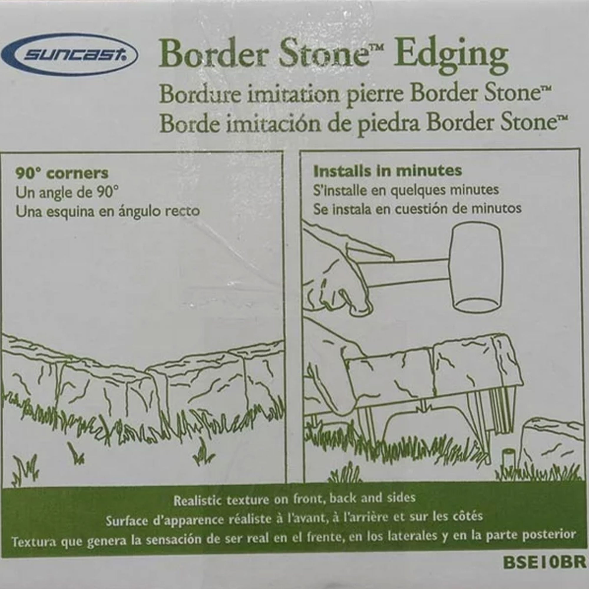 Suncast Plastic Border Stone Edging for Enclosing Flower Beds or Garden, Brown - VMInnovations
