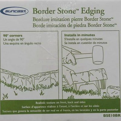 Suncast Plastic Border Stone Edging for Enclosing Flower Beds or Garden, Brown
