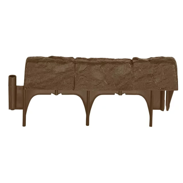 Suncast Plastic Border Stone Edging for Enclosing Flower Beds or Garden, Brown