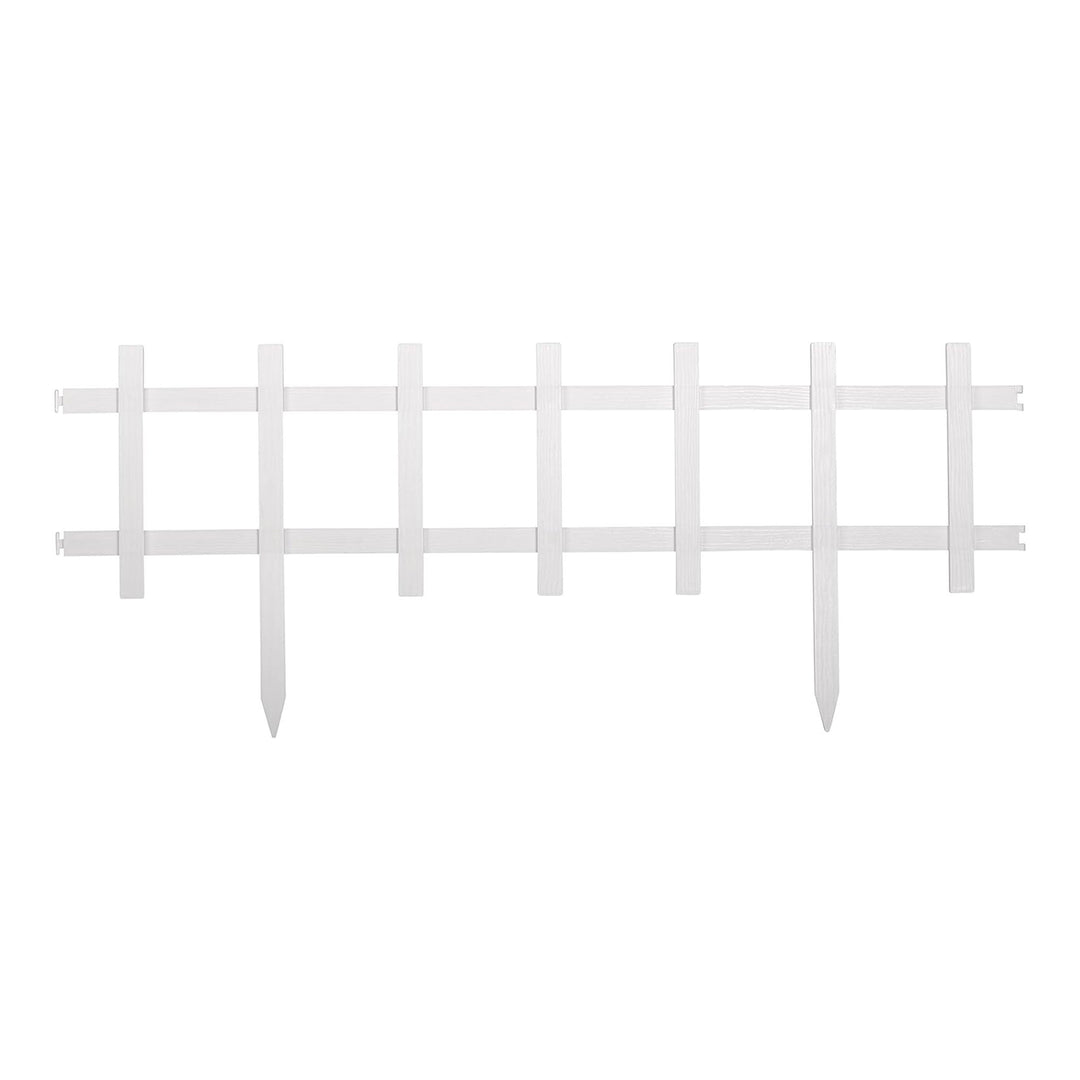 Suncast Cape Cod Styling Long Border Fence w/ Interlocking Tabs, White (4 Pack) - VMInnovations
