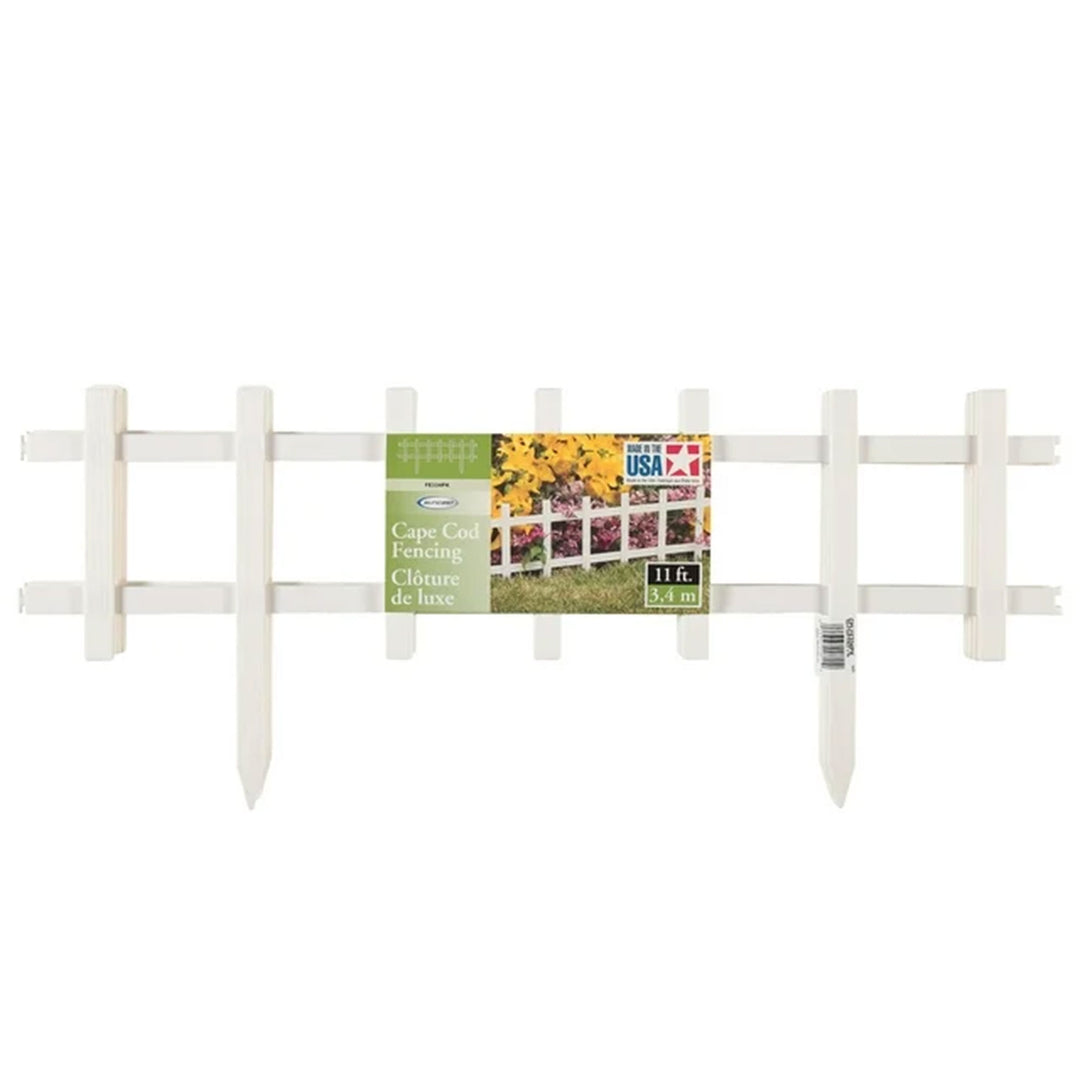 Suncast Cape Cod Styling Long Border Fence w/ Interlocking Tabs, White (4 Pack) - VMInnovations
