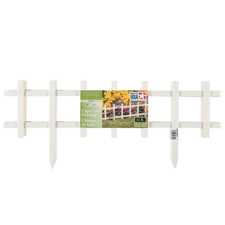 Suncast Cape Cod Styling Long Border Fence w/ Interlocking Tabs, White (4 Pack) - VMInnovations