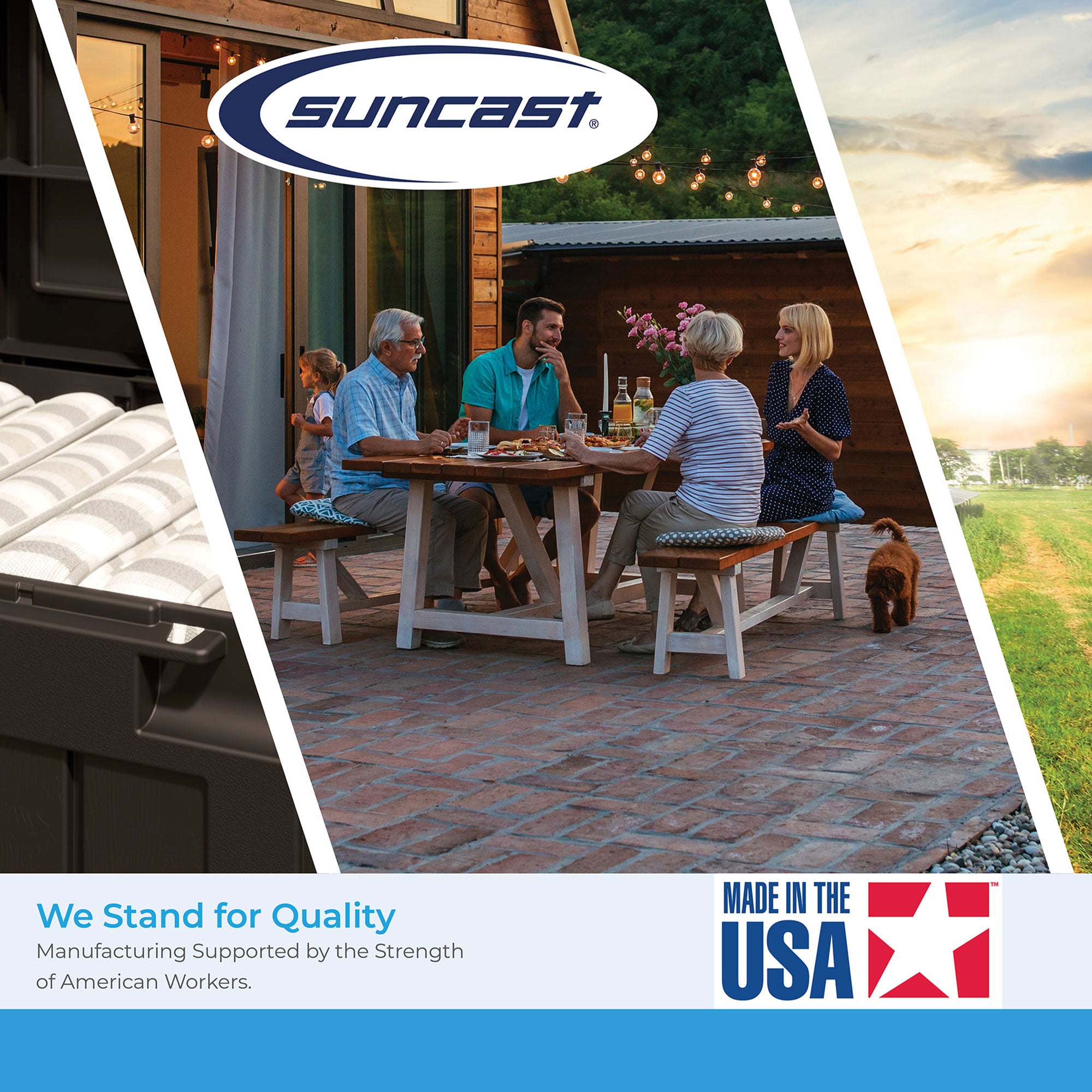Suncast Patio Plastic Storage and Prep Station with Wicker Pattern, Stoney Gray - VMInnovations