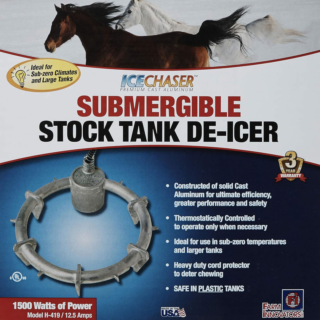 Farm Innovators Ice Chaser Cast Aluminum Submergible Tank De-Icer with Protector - VMInnovations