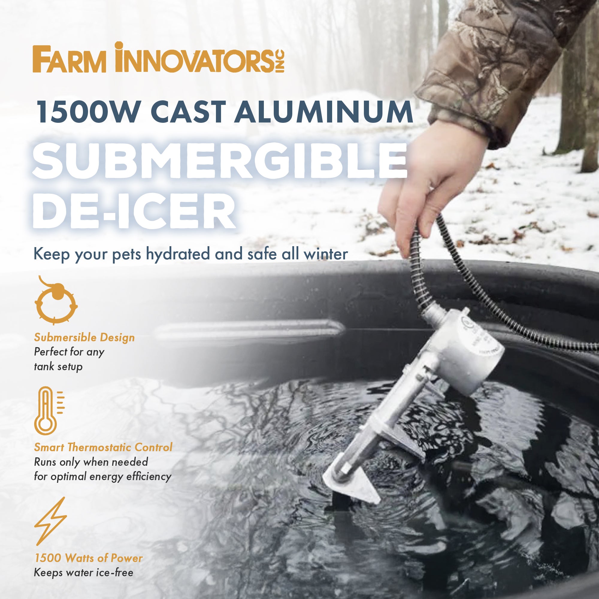Farm Innovators Ice Chaser Cast Aluminum Tank De-Icer with Protector (Open Box)