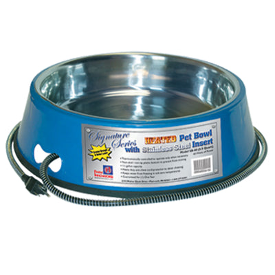 Farm Innovators 5.5 Quart Heated Pet Water Bowl w/Stainless Steel Insert, Blue