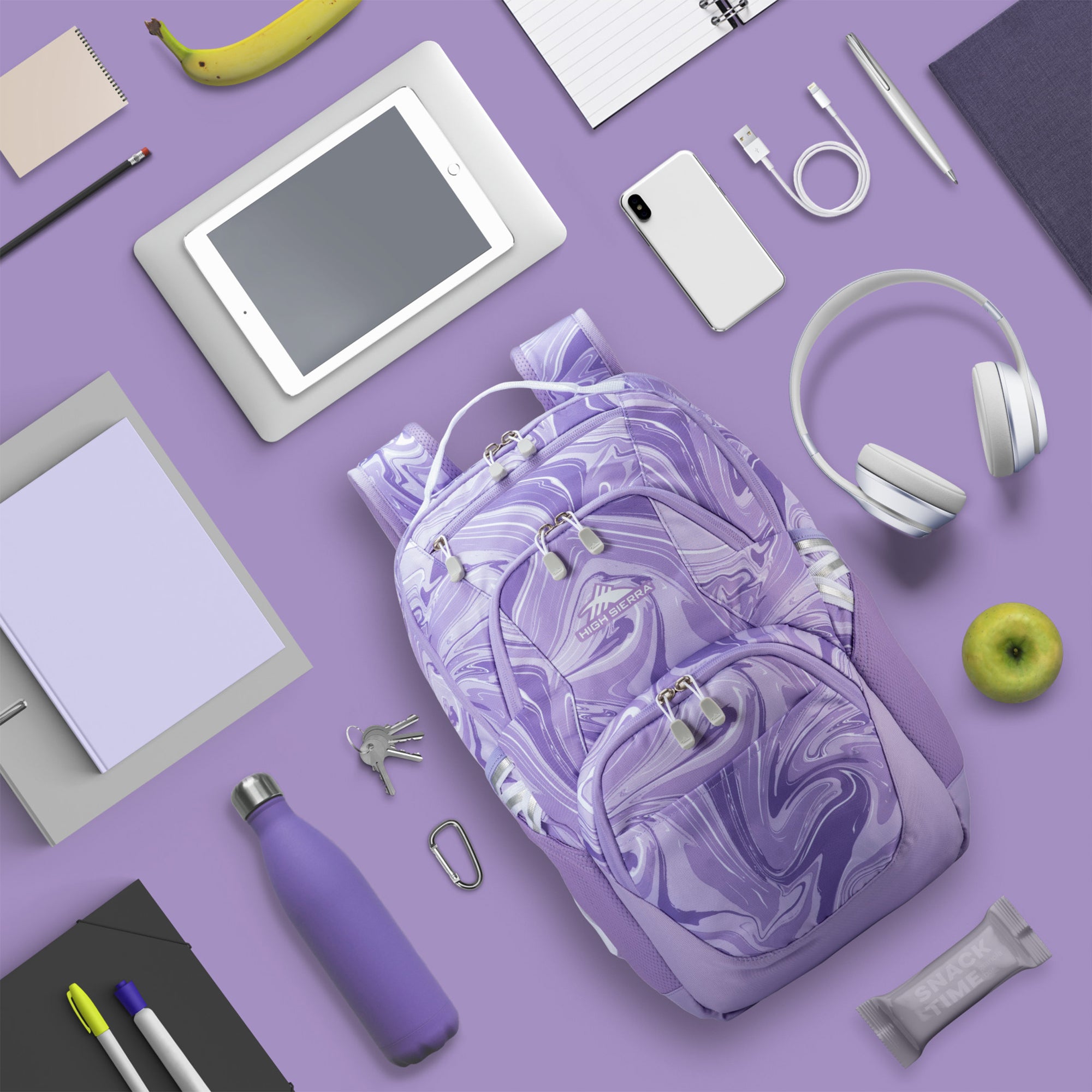 High Sierra Backpack, Fits most 17” Laptops,30L Capacity, Lavender (Open Box) - VMInnovations