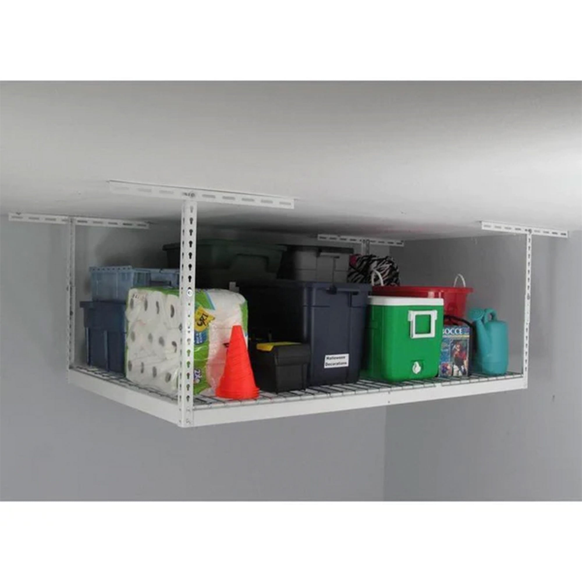 MonsterRax 4' x 6' Overhead Garage Storage Rack Holds Up to 500 Pounds, White - VMInnovations