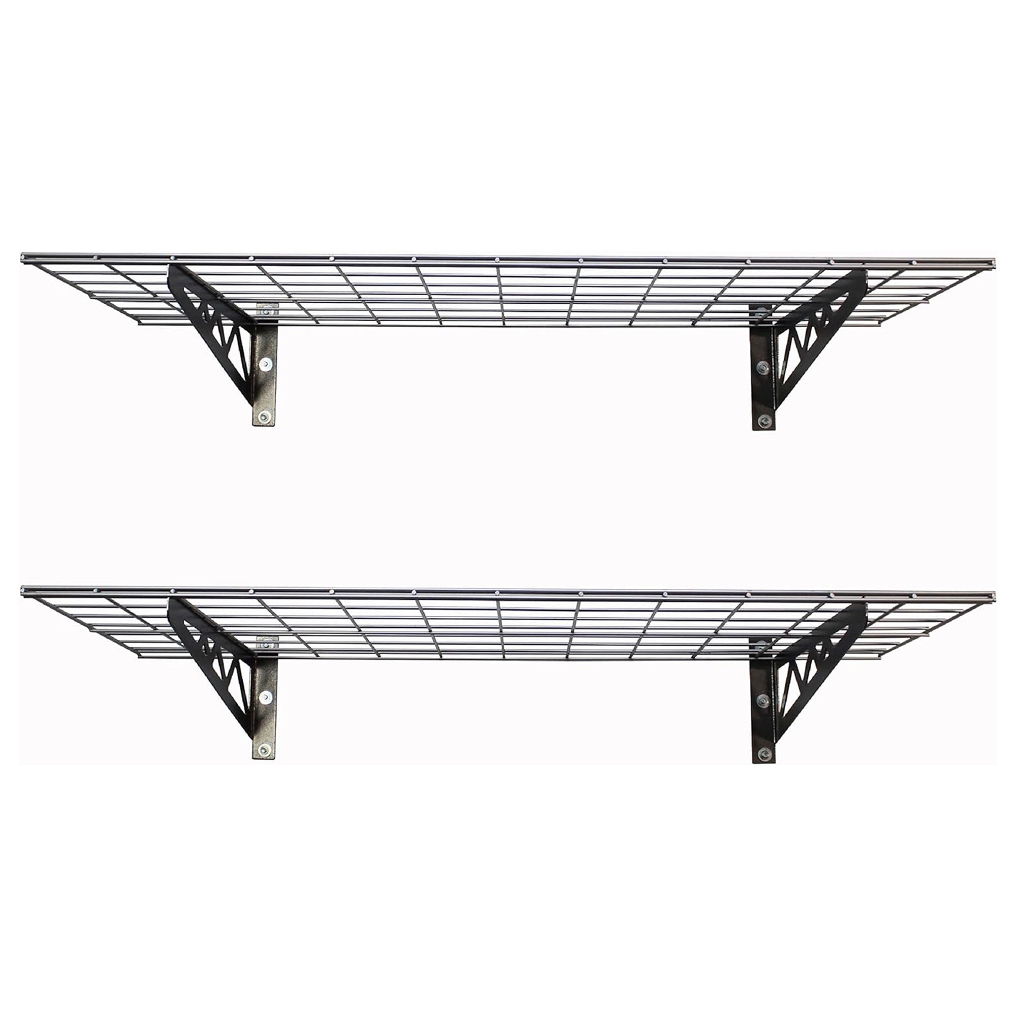 SafeRacks 18x48 Inch Garage Wall Mounted Wire Utility Shelf, Hammertone (2 Pack) - VMInnovations