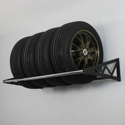 SafeRacks Adjustable Wall Mounted Tire Rack with Powder Coated Brackets, Black