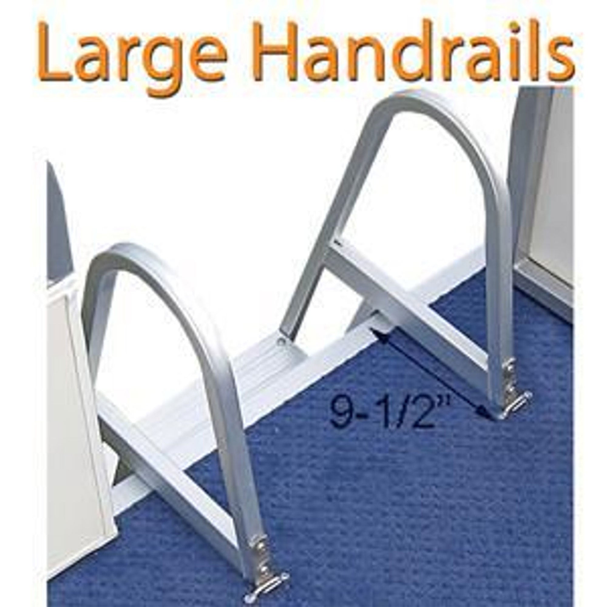 RecPro 3 Step Angled Aluminum Pontoon Dock and Boat Boarding Ladder, Silver - VMInnovations
