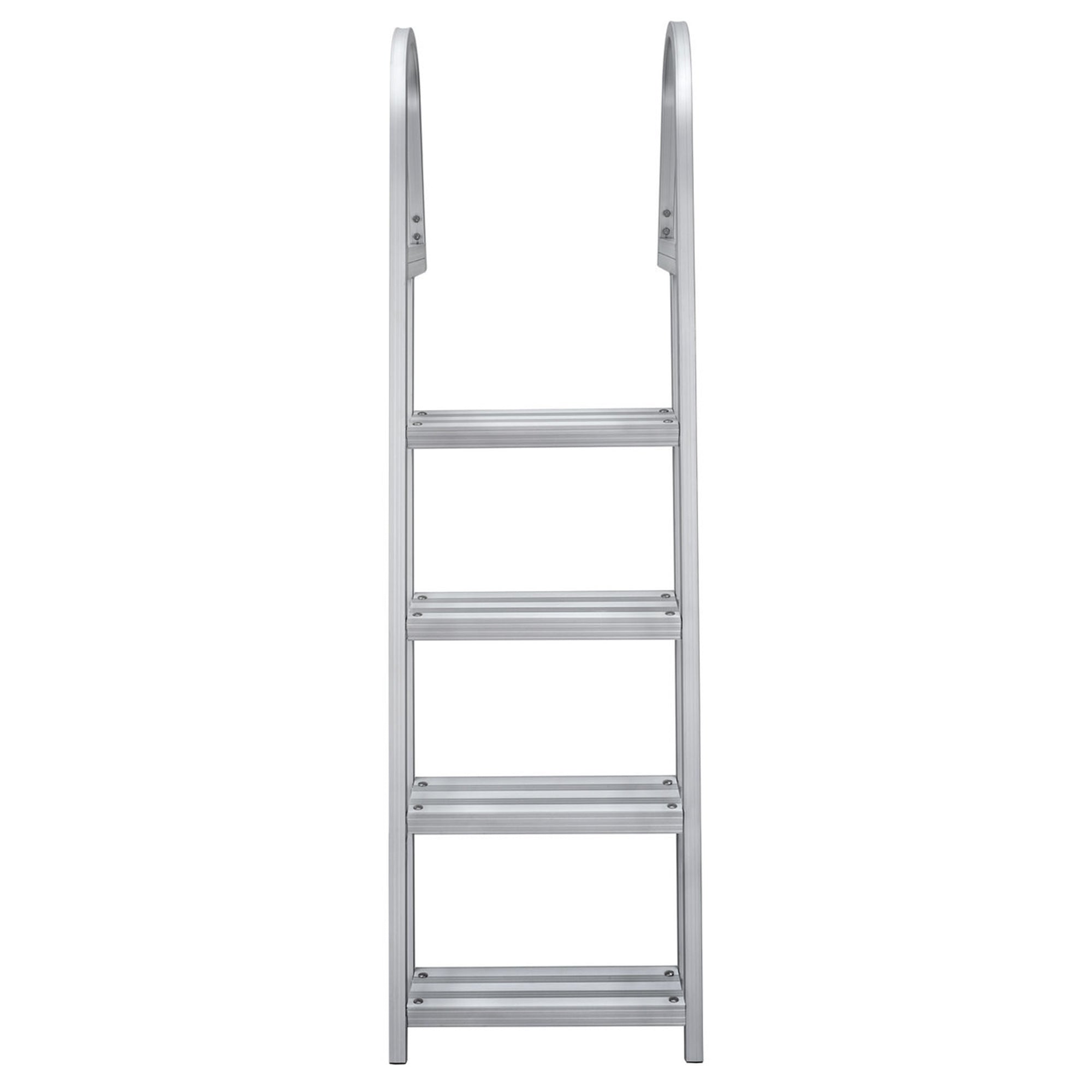 RecPro 4 Step Angled Aluminum Pontoon Dock and Boat Boarding Ladder, Silver - VMInnovations