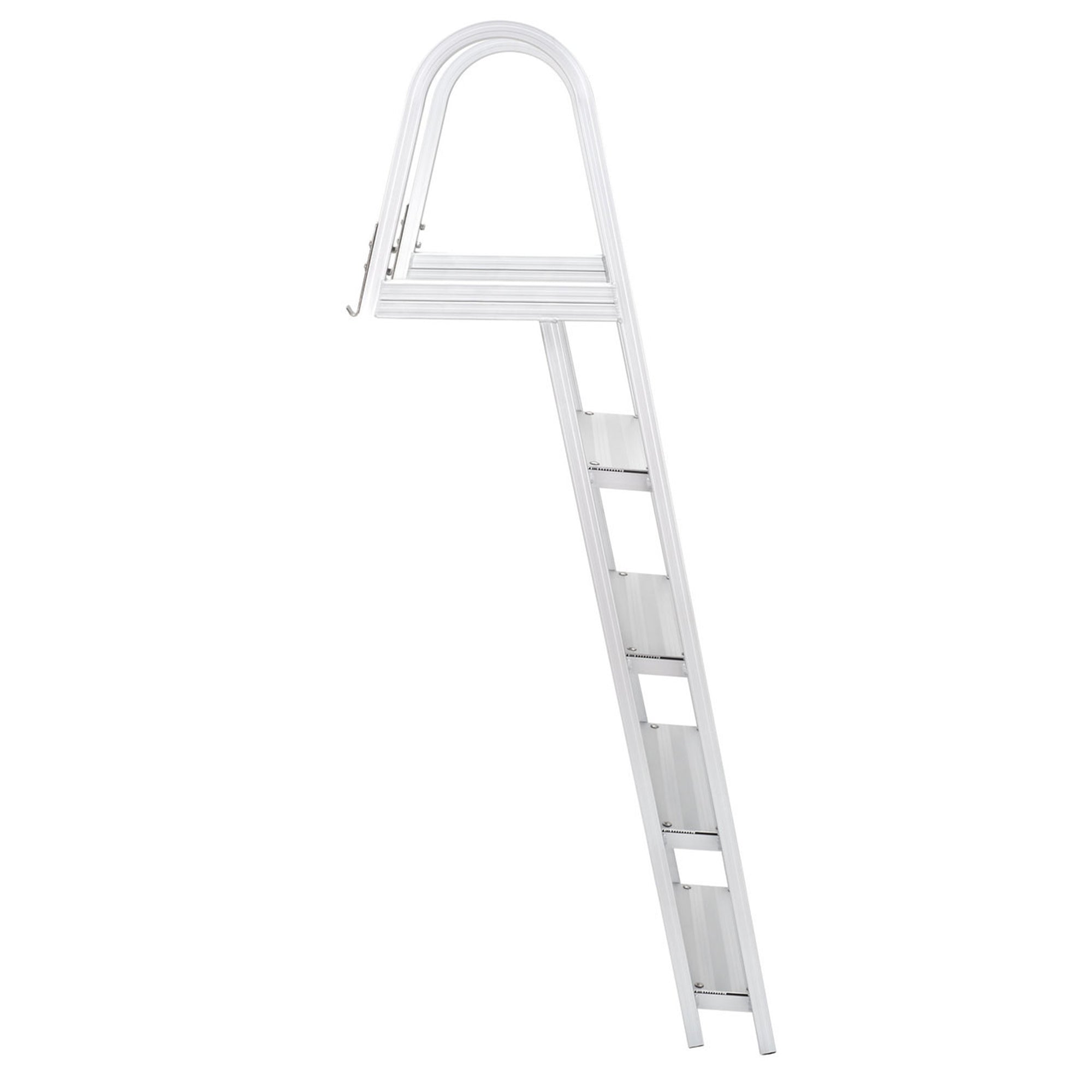 RecPro 4 Step Angled Aluminum Pontoon Dock and Boat Boarding Ladder, Silver - VMInnovations