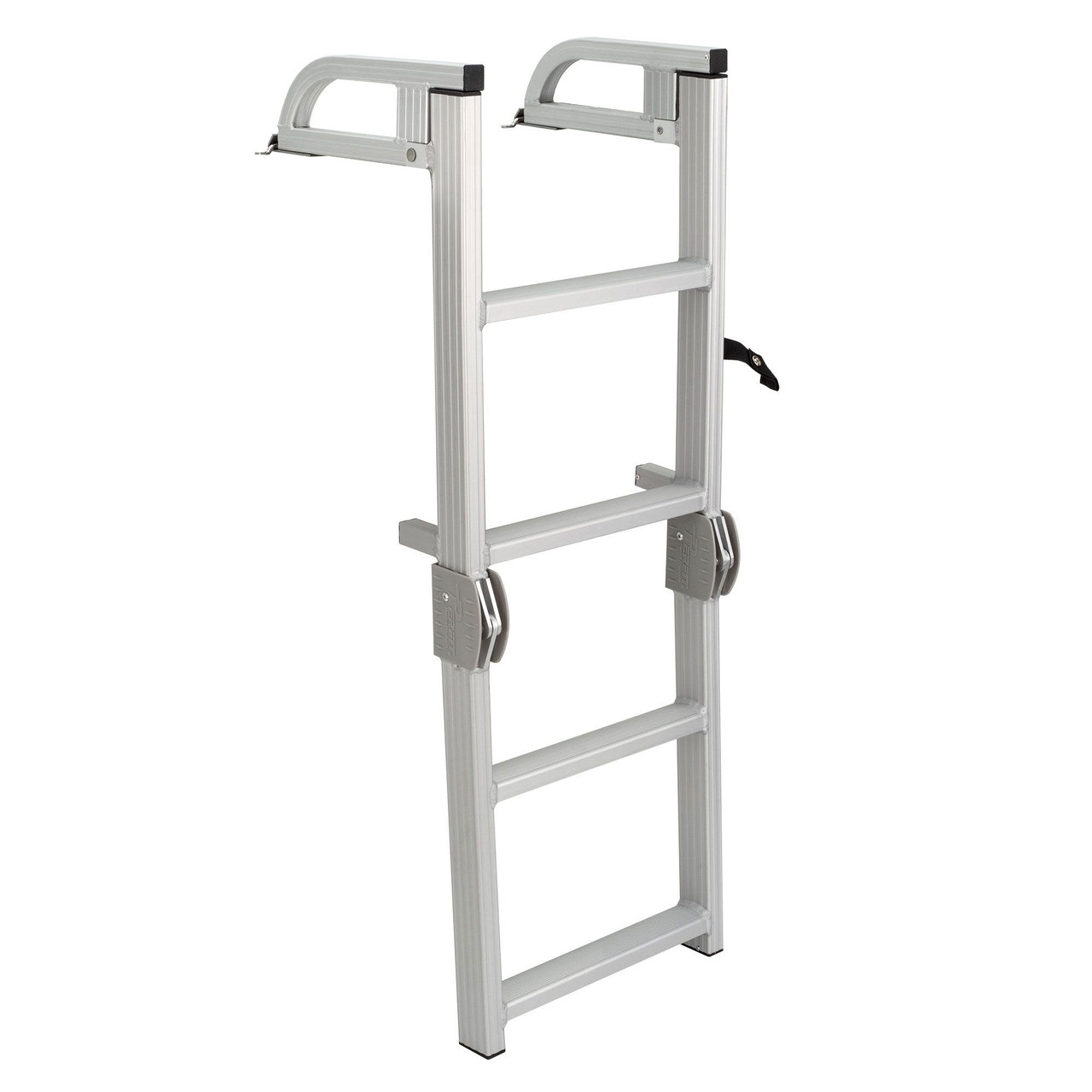 RecPro Compact Space Saving Aluminum Quick Release 4-Step Pontoon Boat Ladder - VMInnovations