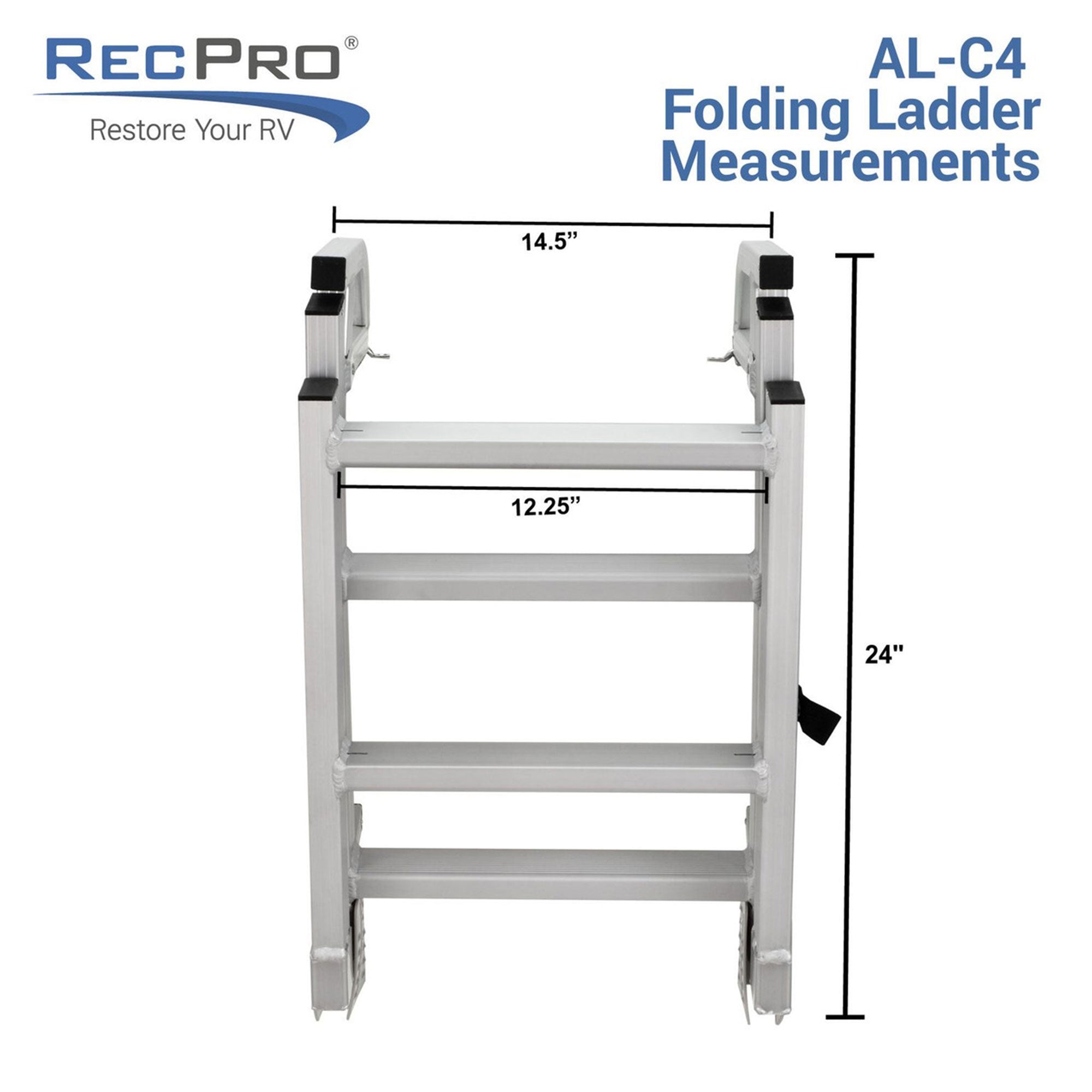 Space Saving Aluminum Quick Release 4-Step Pontoon Boat Ladder (Open Box) - VMInnovations
