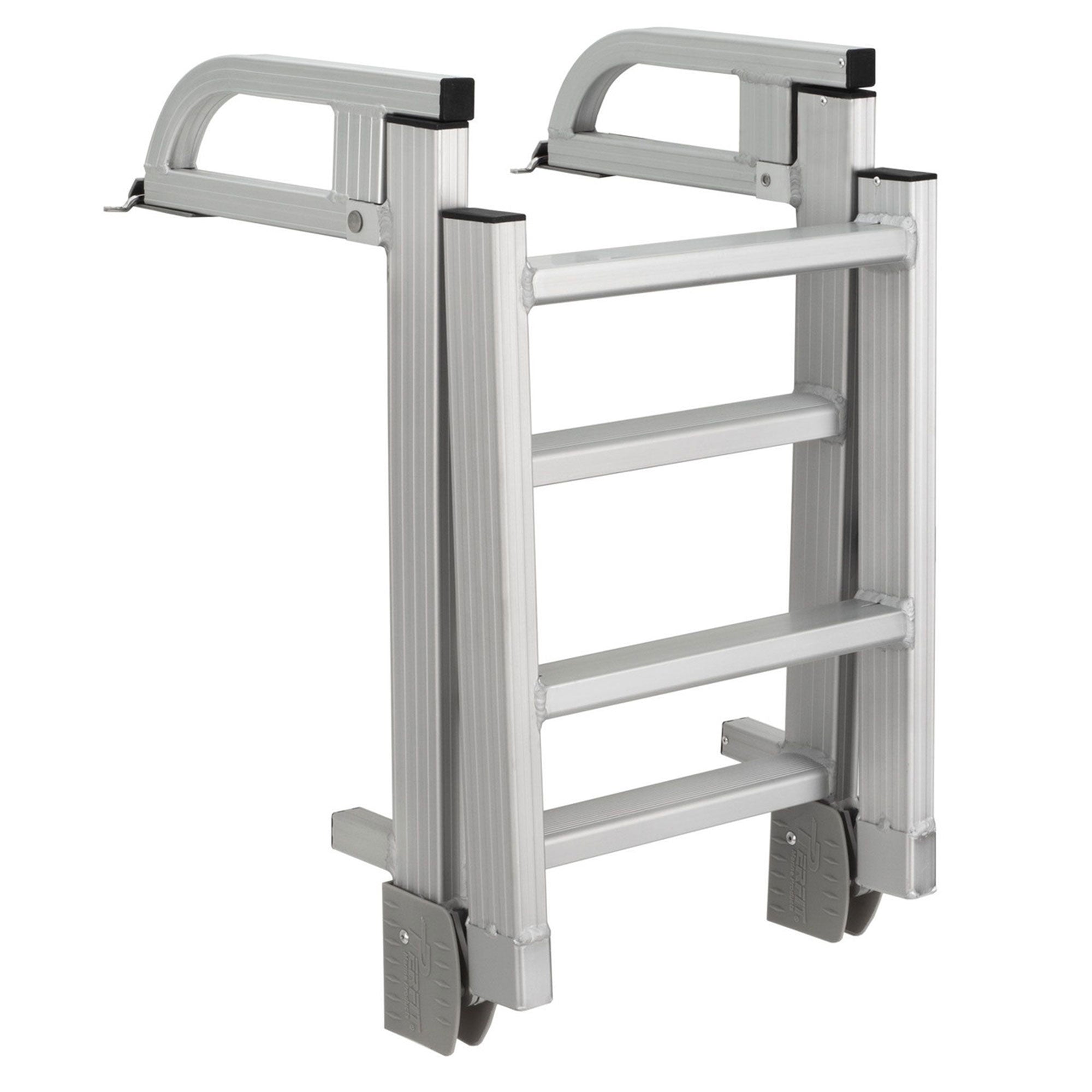 Space Saving Aluminum Quick Release 4-Step Pontoon Boat Ladder (Open Box) - VMInnovations