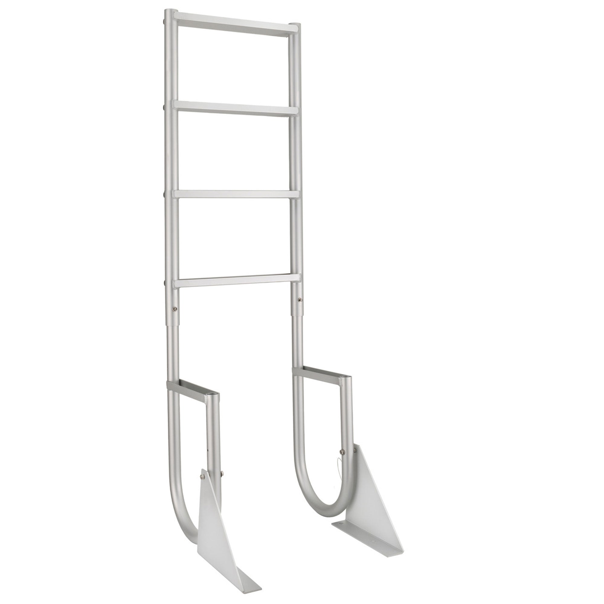 RecPro 4 Step Aluminum Marine Grade Dock Pier Flip Up Ladder, Silver (Open Box) - VMInnovations